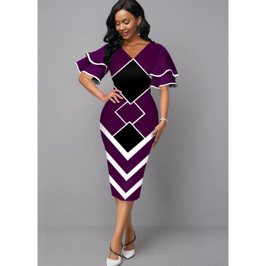 Damen Figurbetontes Kleid mit einzigartigem geometrischem Design EB