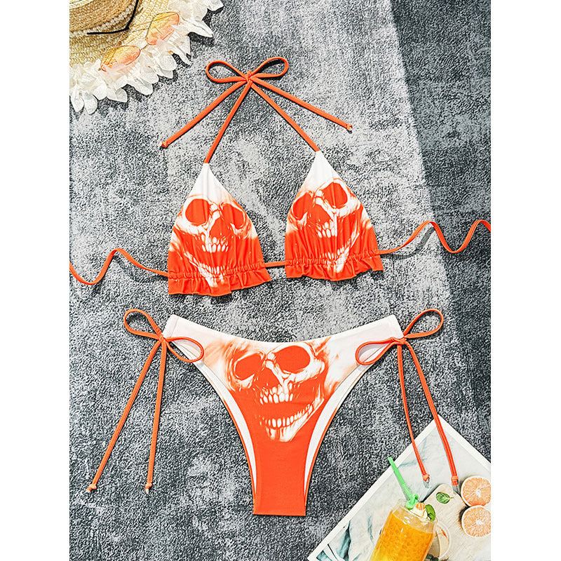 Damen Triangel-Bikini mit aufregendem Totenkopf-Muster EB