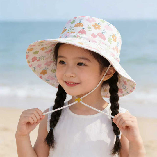 Unisex nan Sonnenhut für Kinder mit verstellbarem Kinnband, breiter Krempe und hohem UV-Schutz EB