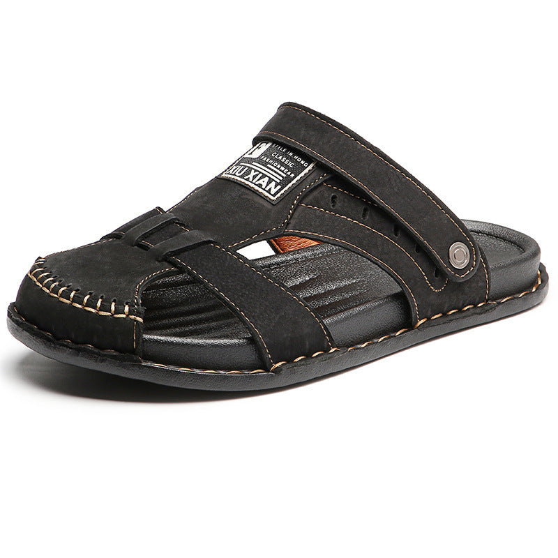 Herren Komfortable Leder-Sandalen mit verstellbarem Riemen EB