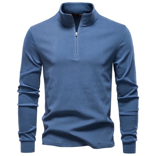 Herren funktionaler Sweatshirt mit hohem Kragen und kurzem Reißverschluss EB