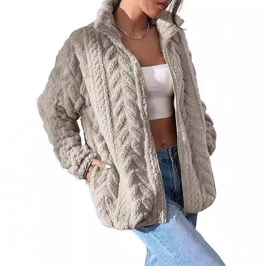 Damen Kuschel-Fleecejacke mit Oversized-Schnitt und Stehkragen EB