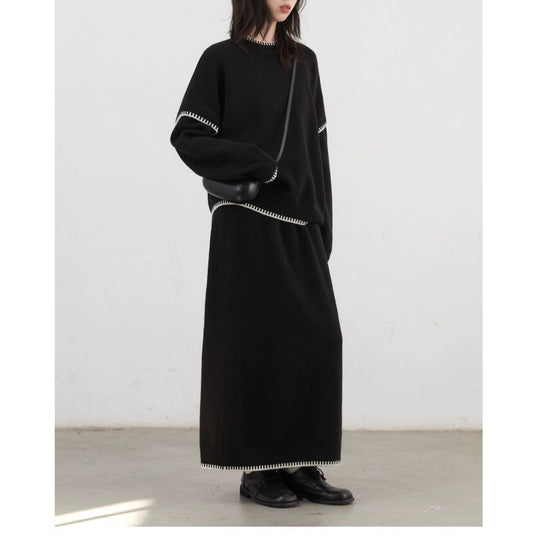 Damen Strickensemble mit lässigem Schnitt und dekorativen Akzenten EB