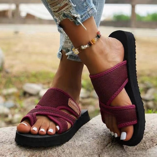Damen Bequeme Riemensandalen mit ergonomischem Design und atmungsaktiver Obermaterialstruktur EB