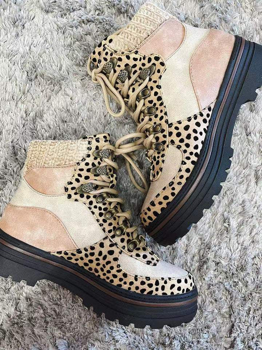 EB | Stiefeletten mit Wildlederdetails Leopardenmuster
