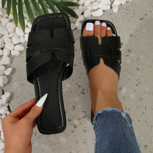 Damen Bequeme Slide-Sandalen mit trendigem Querriemen EB