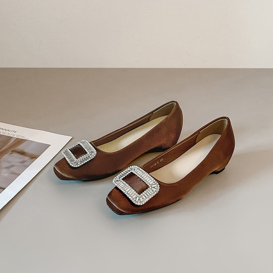 Damen Ballerina-Schuhe mit funkelnder Schnallenverzierung und weichem Obermaterial EB