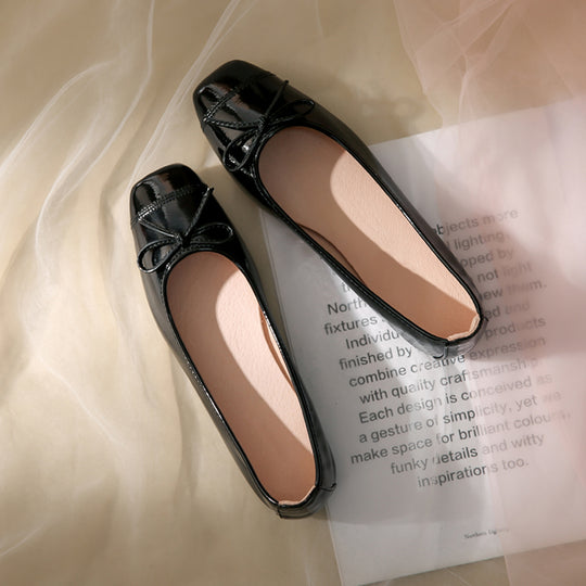 Damen elegante Ballerinas mit dekorativer Schleifenverzierung EB
