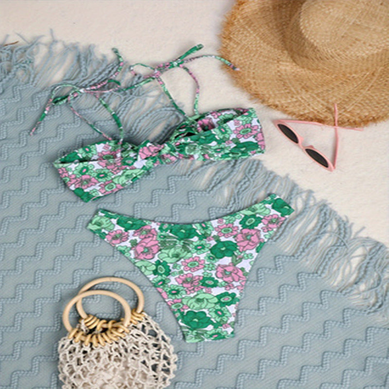 Damen Push-Up Bikini mit floralem Design EB