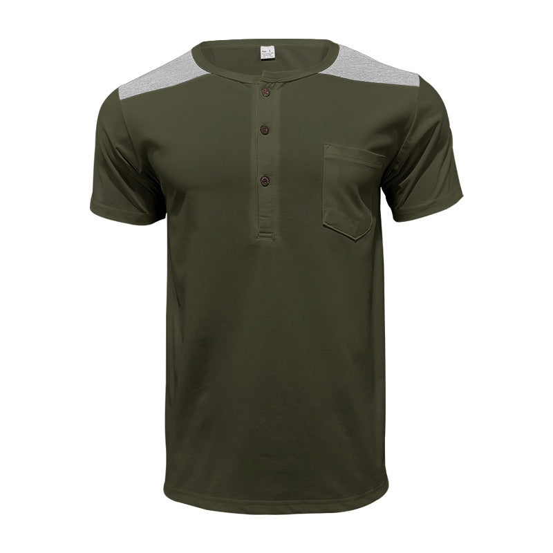 Herren Kurzarm Henley-T-Shirt mit strukturiertem Design und praktischer Brusttasche EB