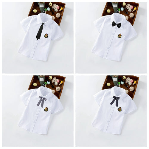 Jungen elegante kurzärmlige Bluse mit Fliege EB