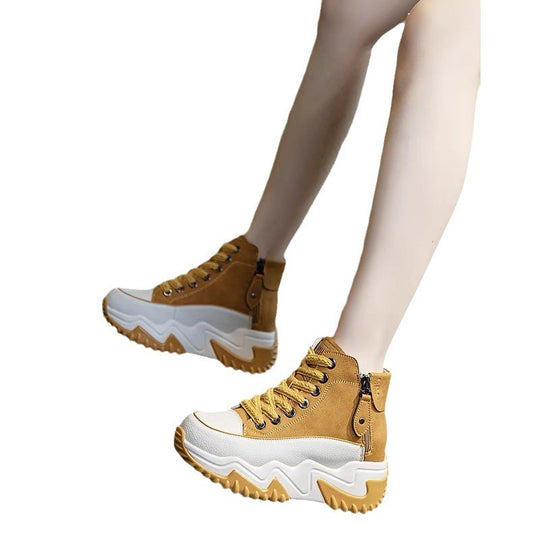 Damen hohe Sneaker mit modischem Reißverschluss und sportlicher Sohle EB