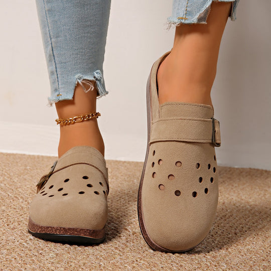 Damen Bequeme Clogs mit modischem Lochmuster und verstellbarem Riemen EB