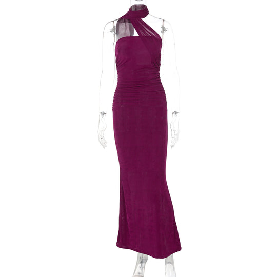 Damen Elegantes Abendkleid mit schulterfreiem Halterdesign und figurschmeichelnder Drapierung EB