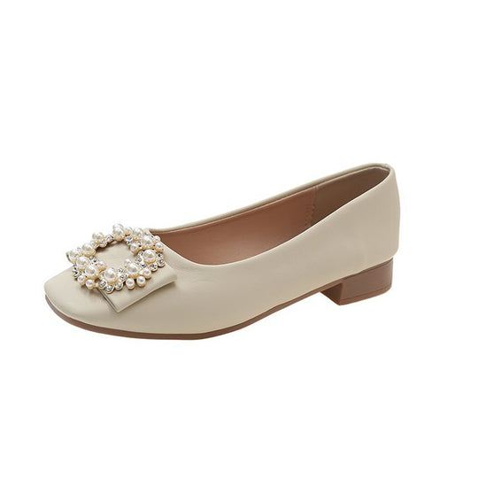 Damen Schicke Ballerinas mit Perlenschmuck EB