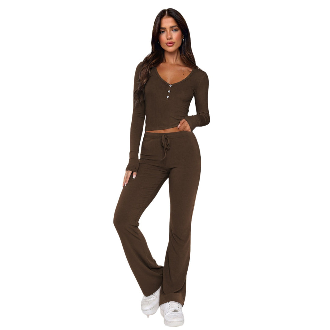 Damen Set aus bequemem Langarm-Top und lässiger Hose EB
