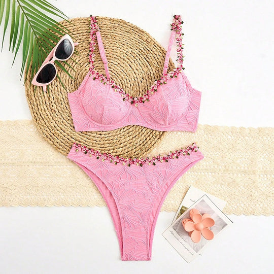 Damen Bikini-Set mit floralen Akzentstickereien EB
