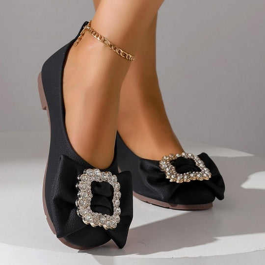Damen Ballerinas mit glamouröser Strass-Schleifen-Applikation EB