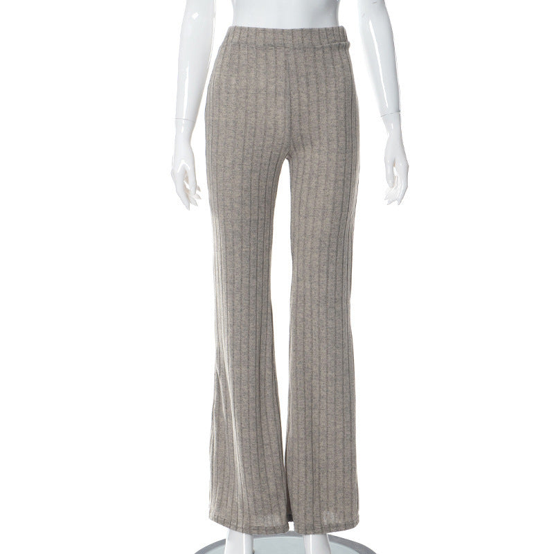 Damen lässige Flared-Hosen aus hochwertigen Strickmaterialien EB