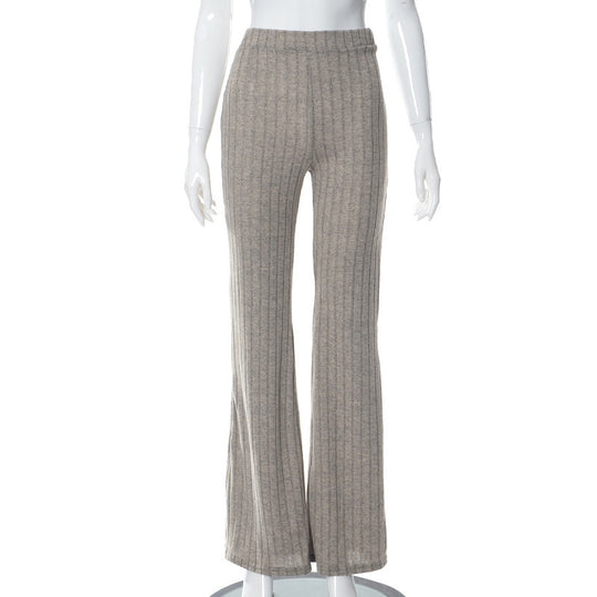 Damen lässige Flared-Hosen aus hochwertigen Strickmaterialien EB