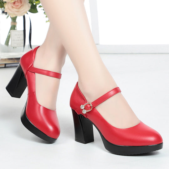 Damen Mary Jane Pumps mit Riemchen und elegantem Blockabsatz EB