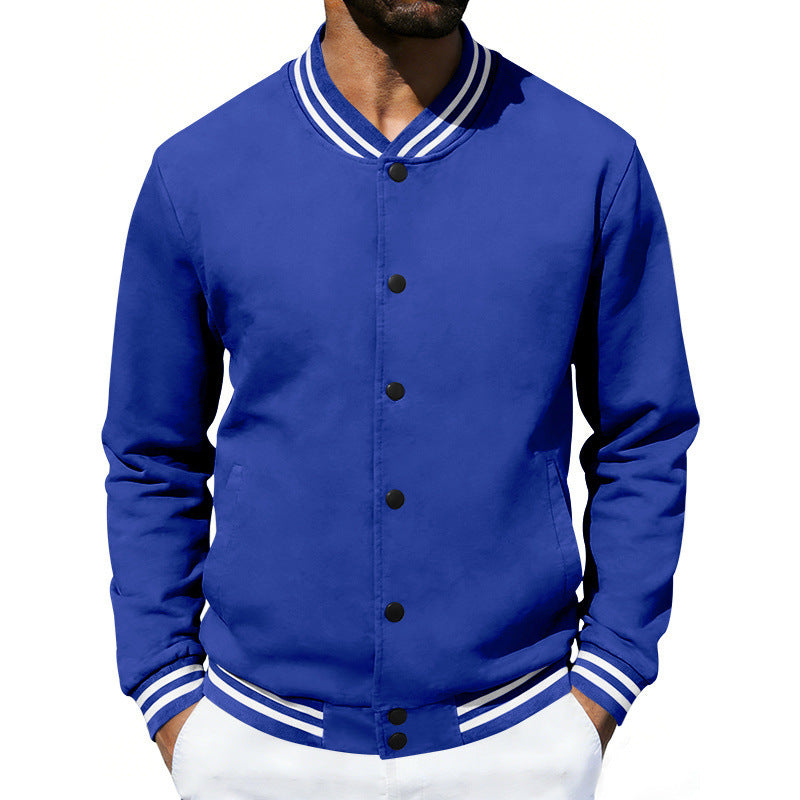 Herren Varsity-Bomberjacke aus Sweat mit gestreiftem Rippkragen EB