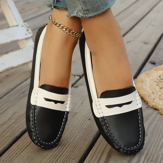 Damen  klassische Penny-Loafer aus weichem Kunstleder mit gesteppter Rahmennaht und gepolsterter Komfortinnensohle EB