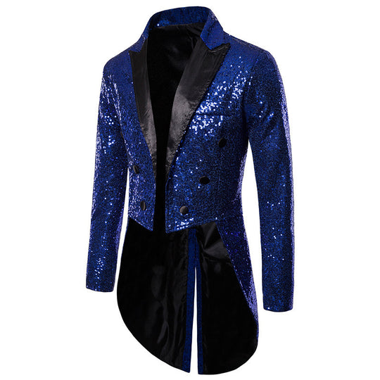 Herren Pailletten Blazer mit elegantem Doppelkinn-Design und extravaganten Details EB