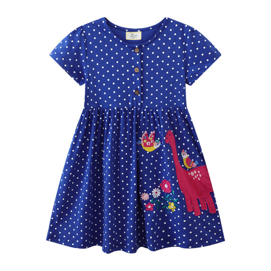 Mädchen Freizeitkleid mit niedlichem Dinosaurier-Motiv EB