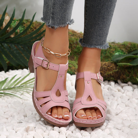 Damen elegante Plateau-Sandalen mit modischen Cut-Outs und komfortablem Tragegefühl EB