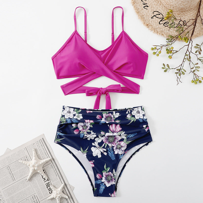 Damen Crop-Top Bikini-Set mit geflochtenem Design EB