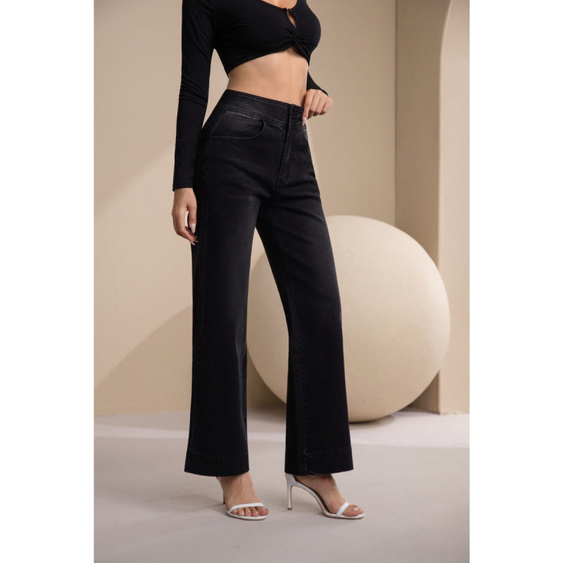 Damen weite High-Waist Jeans mit klassischem Schnitt und modernem Touch EB