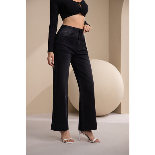 Damen weite High-Waist Jeans mit klassischem Schnitt und modernem Touch EB