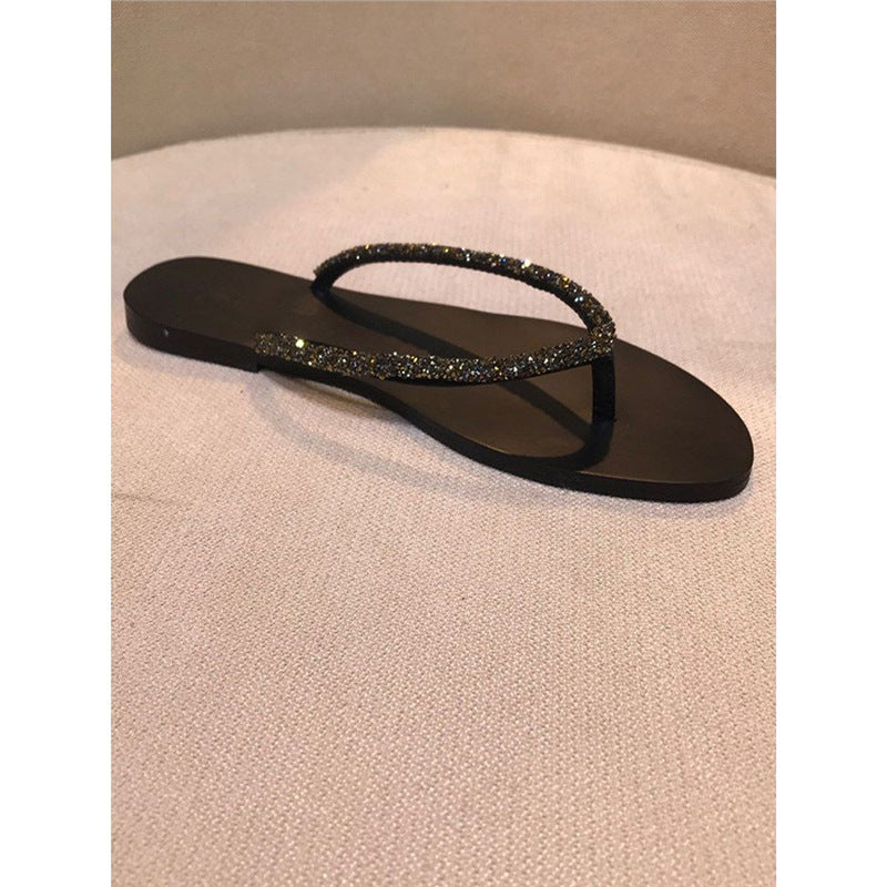 Damen Strandsandalen mit glitzerndem Riemendesign EB