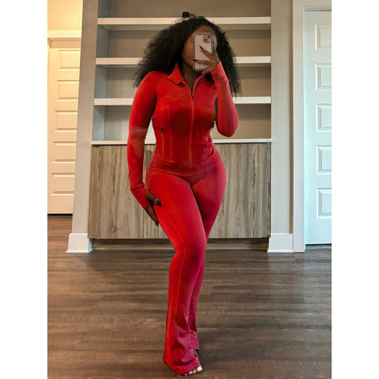Damen figurbetonender Jumpsuit mit Hochkragen und durchgehendem Reißverschluss EB