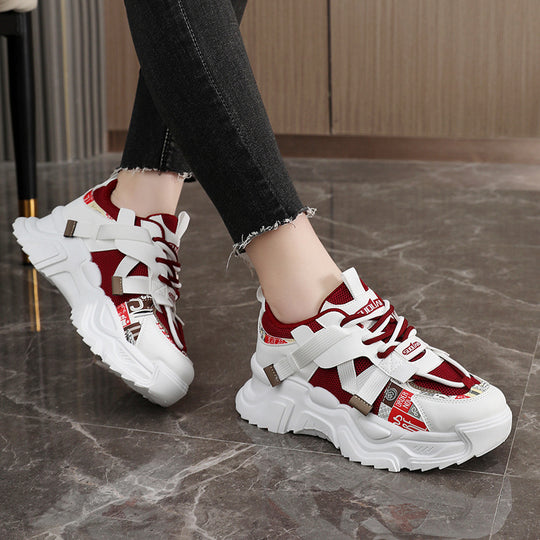 Damen modische Chunky Sneakers mit atmungsaktivem Obermaterial und dämpfendem Profil EB