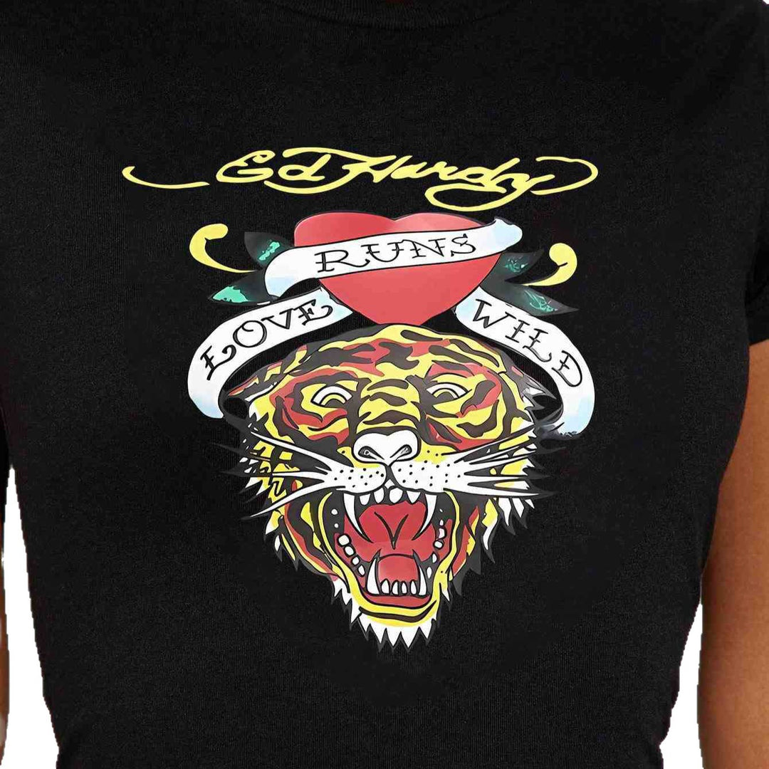 Damen T-Shirt mit kreativem Tiger-Motiv und inspirierendem Schriftzug EB