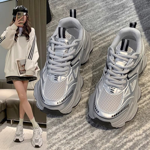 Damen Sportliche Lauf Sneakers mit atmungsaktivem Mesh und modischer Sohle EB