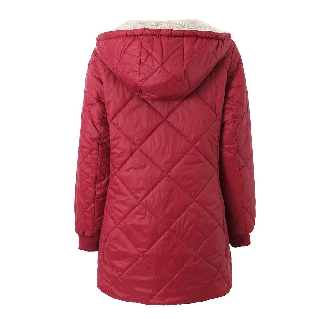 Damen Steppmantel mit Teddyfutter und Kapuze EB