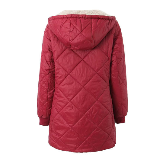 Damen Steppmantel mit Teddyfutter und Kapuze EB