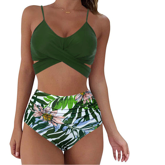 Damen Crop-Top Bikini-Set mit geflochtenem Design EB
