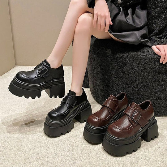 Damen Elegante Chunky Schuhe mit Schnallenverschluss und robuster Sohlenkonstruktion EB
