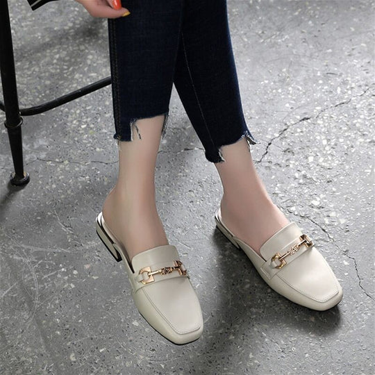 Damen Elegante Loafers mit modischem Kettenverschluss EB