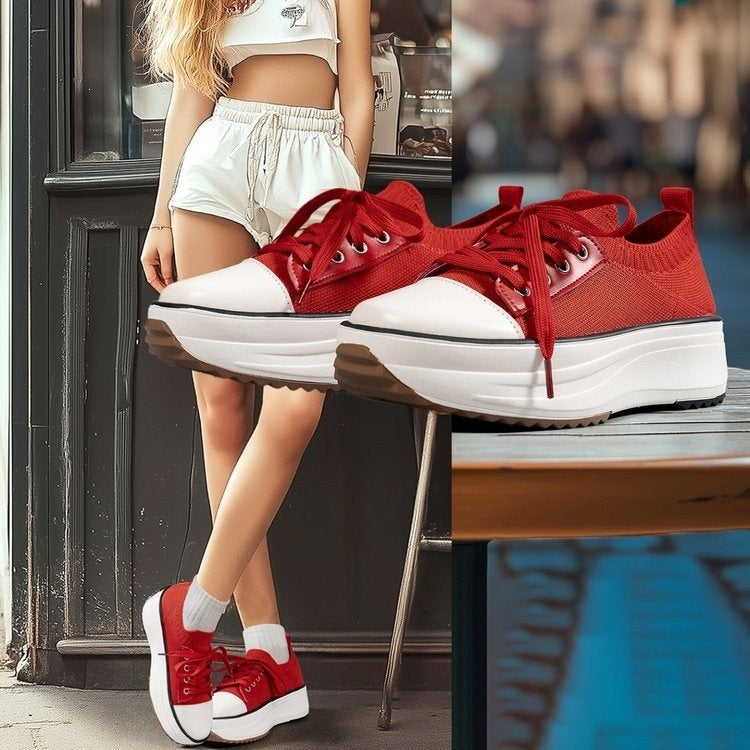 Damen Sportliche Plateau-Sneaker mit atmungsaktiver Oberseite EB
