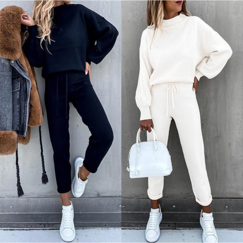 Damen Sportliches Jogginganzug-Set mit komfortablem Schnitt und hohem Kragen EB