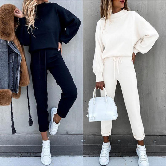 Damen Sportliches Jogginganzug-Set mit komfortablem Schnitt und hohem Kragen EB