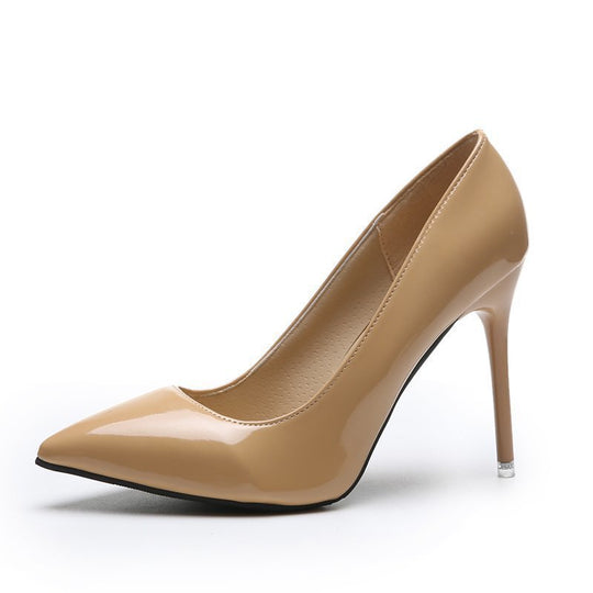 Damen elegante High Heels mit spitzem Zehenbereich und glanzvollem Finish EB
