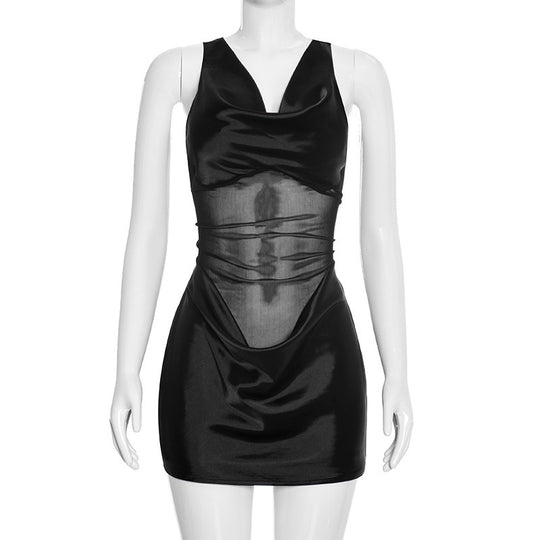 Damen Körperbetontes Minikleid mit tiefem V-Ausschnitt und eleganter Drapierung EB