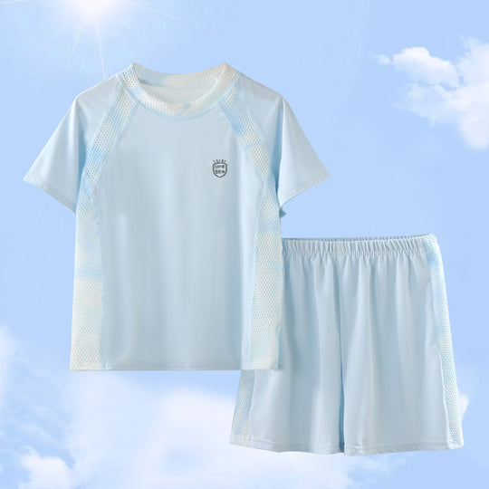 Damen nan UV-Schutz Bade-Set mit Kurzarm-Rashguard und elastischen Badeshorts R&B