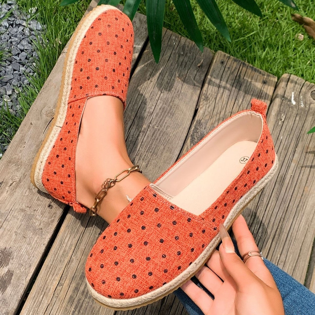Damen Espadrilles mit glänzender Dots-Optik EB
